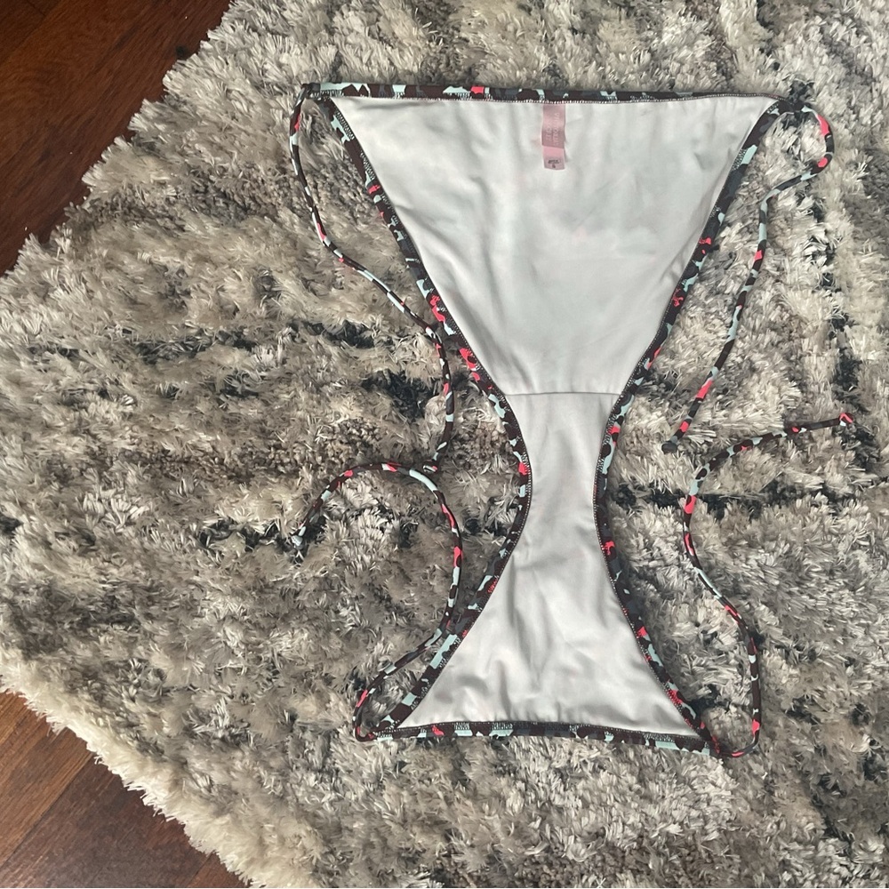 Victoria‎ Secret Abstract Blue Print String Bikini Bottom SZ S Women Sexy Beach - Picture 6 of 13